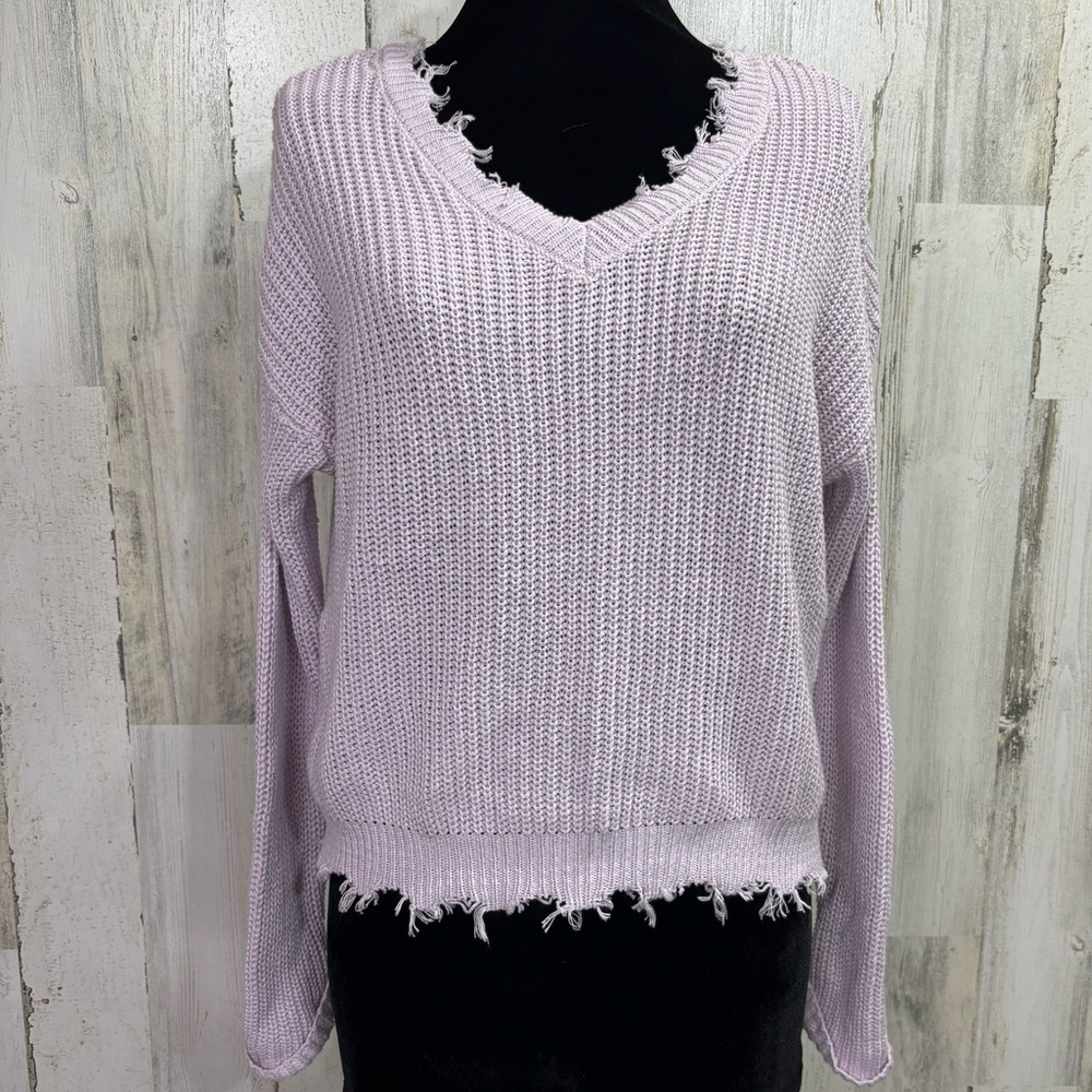 Jessica Simpson Frayed Hem Lilac Sweater‎